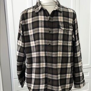 Stanley Plaid Button Down Shirt | Men’s XL | Brown/Cream/Blue